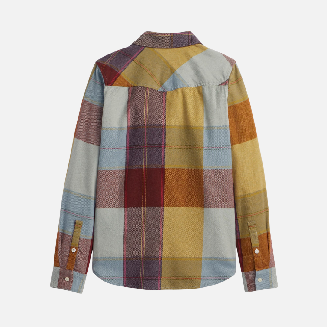 Womens Relaxed Flannel Shirt - Copper Multi Plaid