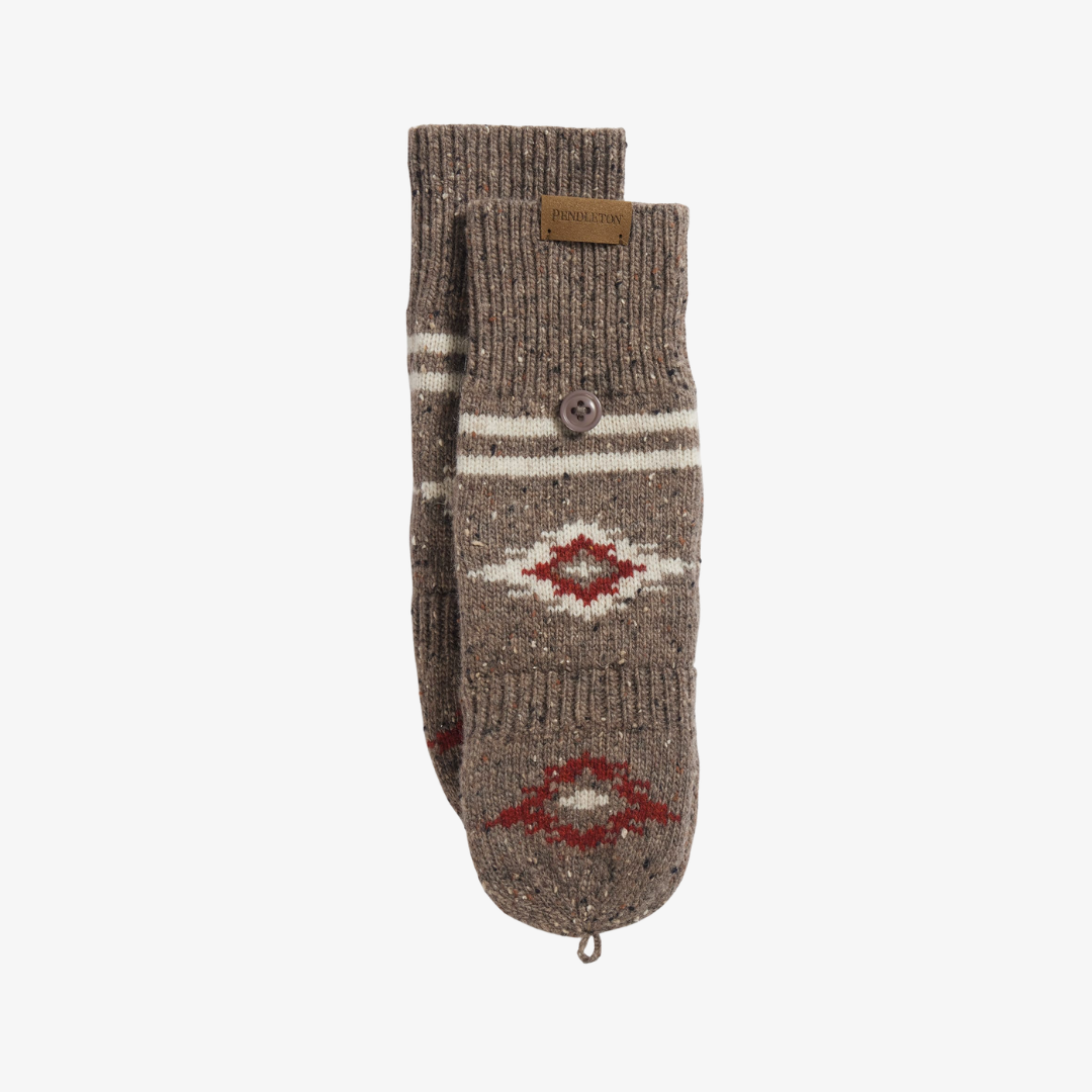 Lambswool Convertible Mittens - Bison Brown