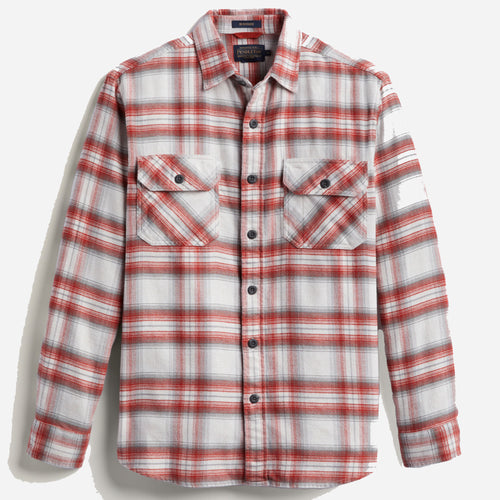 Burnside Flannel Shirt - Red/Grey Plaid