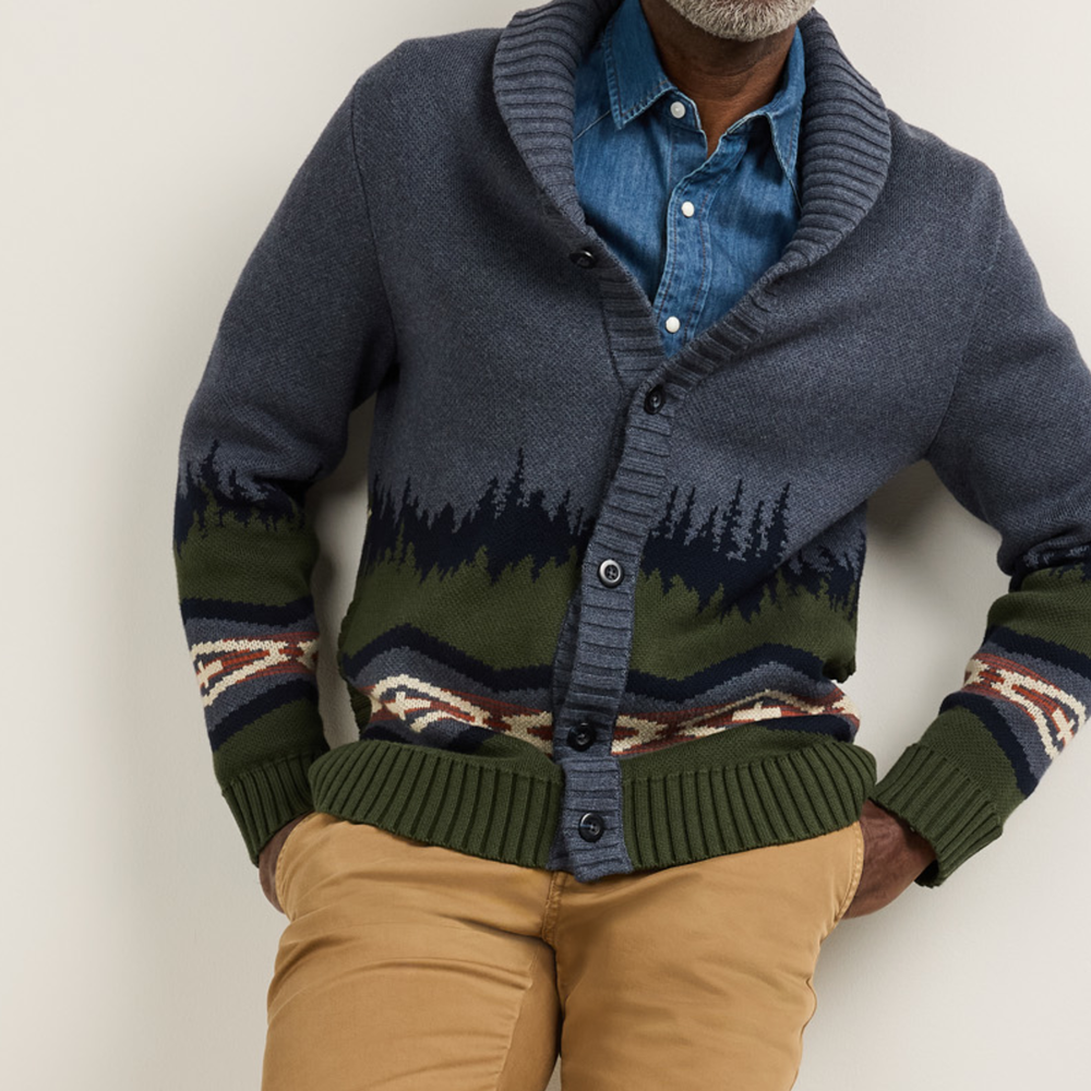 Men's Mountain Cotton Cardigan - Blue