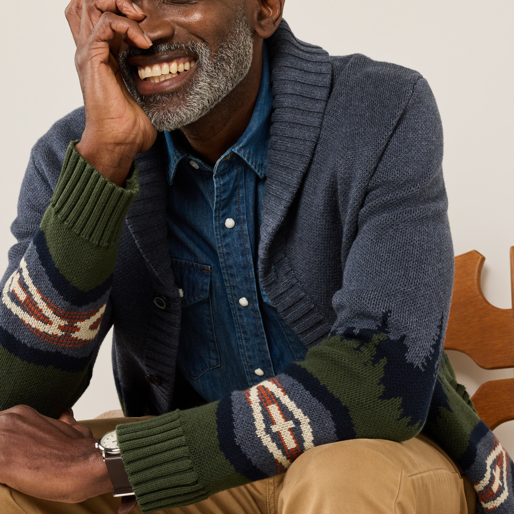 Men's Mountain Cotton Cardigan - Blue