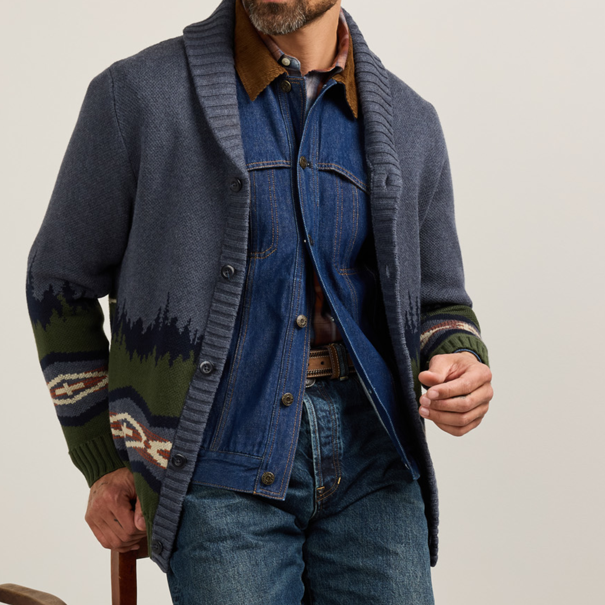 Men's Mountain Cotton Cardigan - Blue