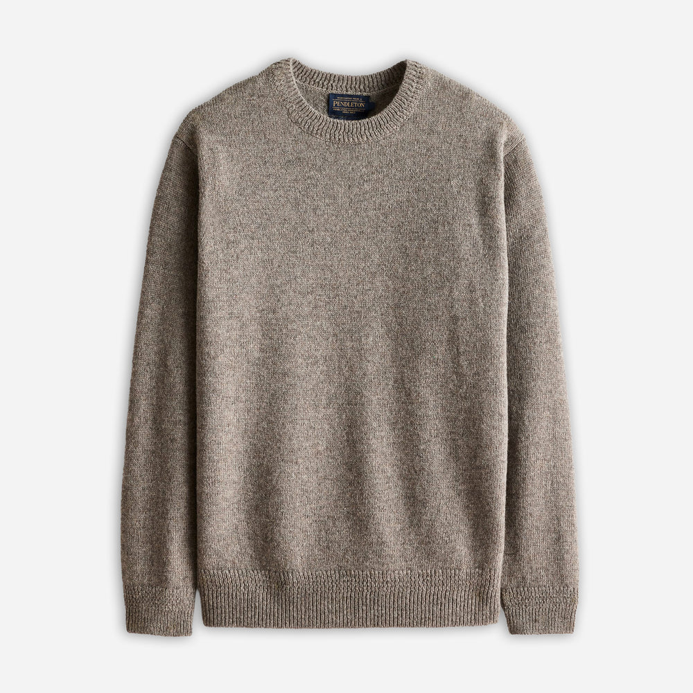 Shetland Wool Crew Knit - Stone Heather