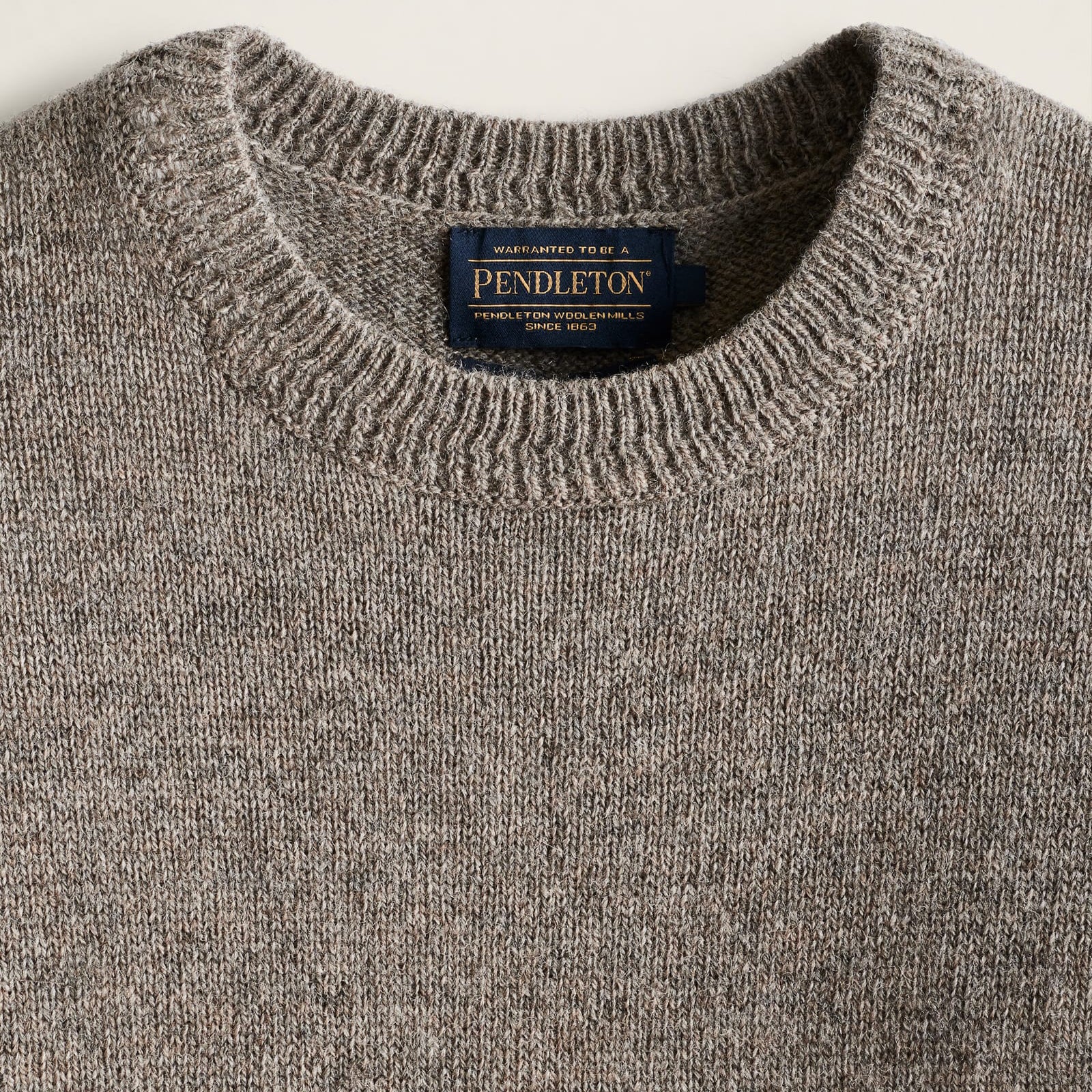 Shetland Wool Crew Knit - Stone Heather