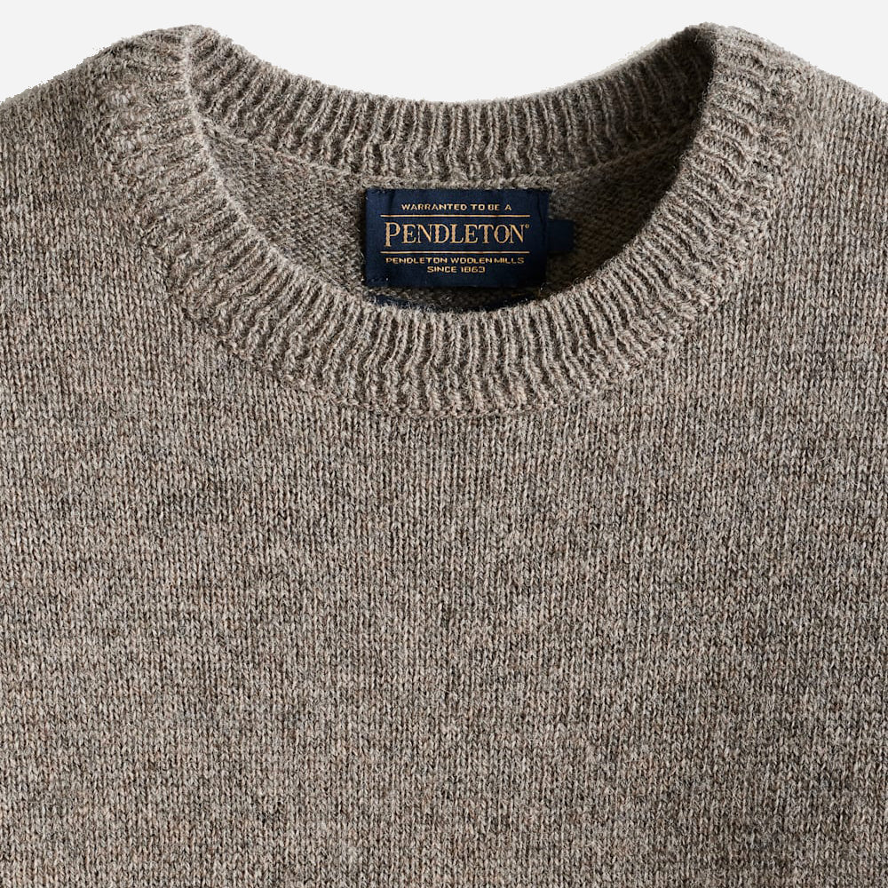 Shetland Wool Crew Sweater - Stone Heather