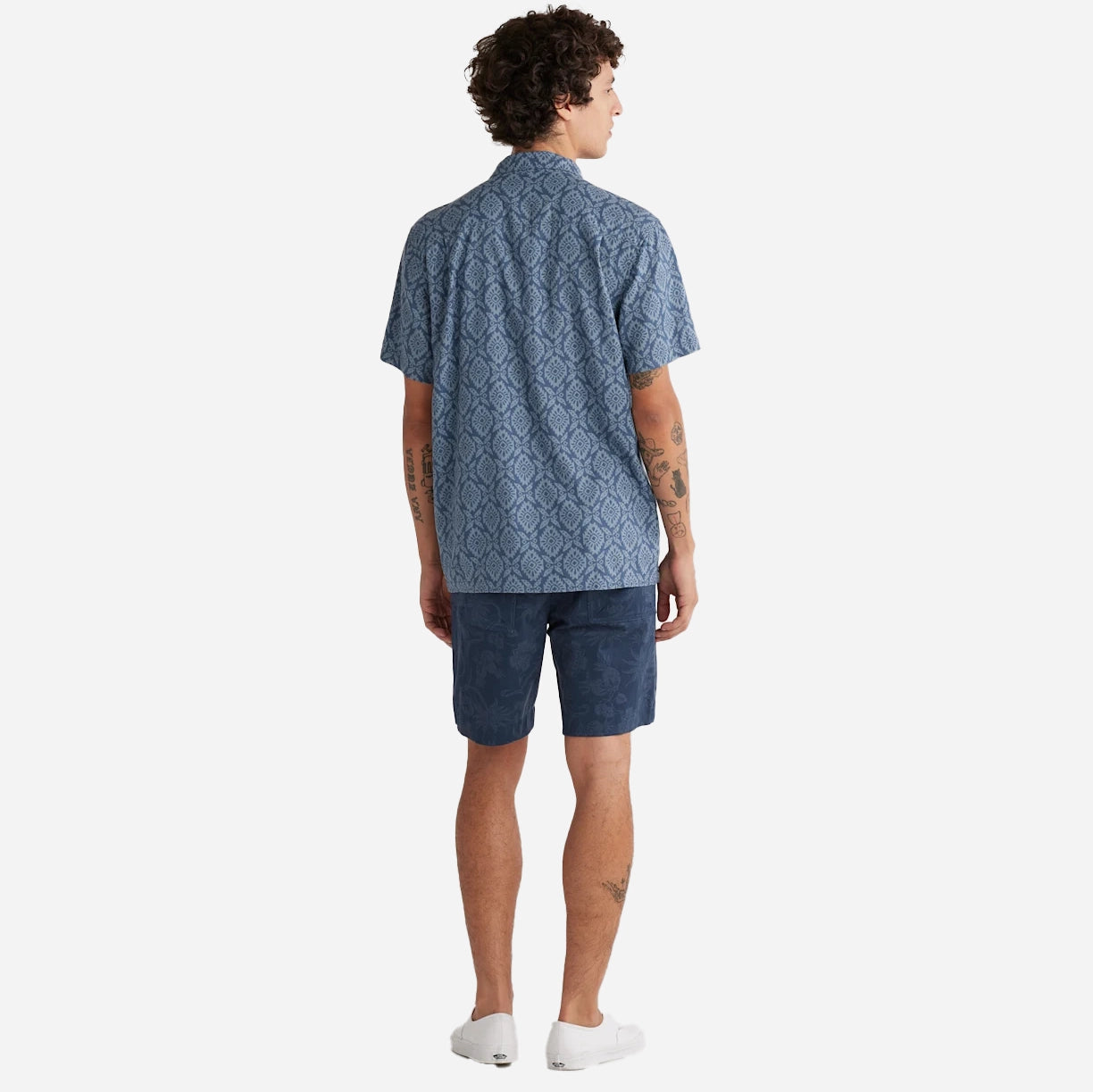 Linen Short Sleeve Camp Shirt - Medallion Indigo