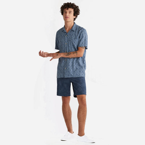 Chemise de camp à manches courtes en lin - Médaillon Indigo