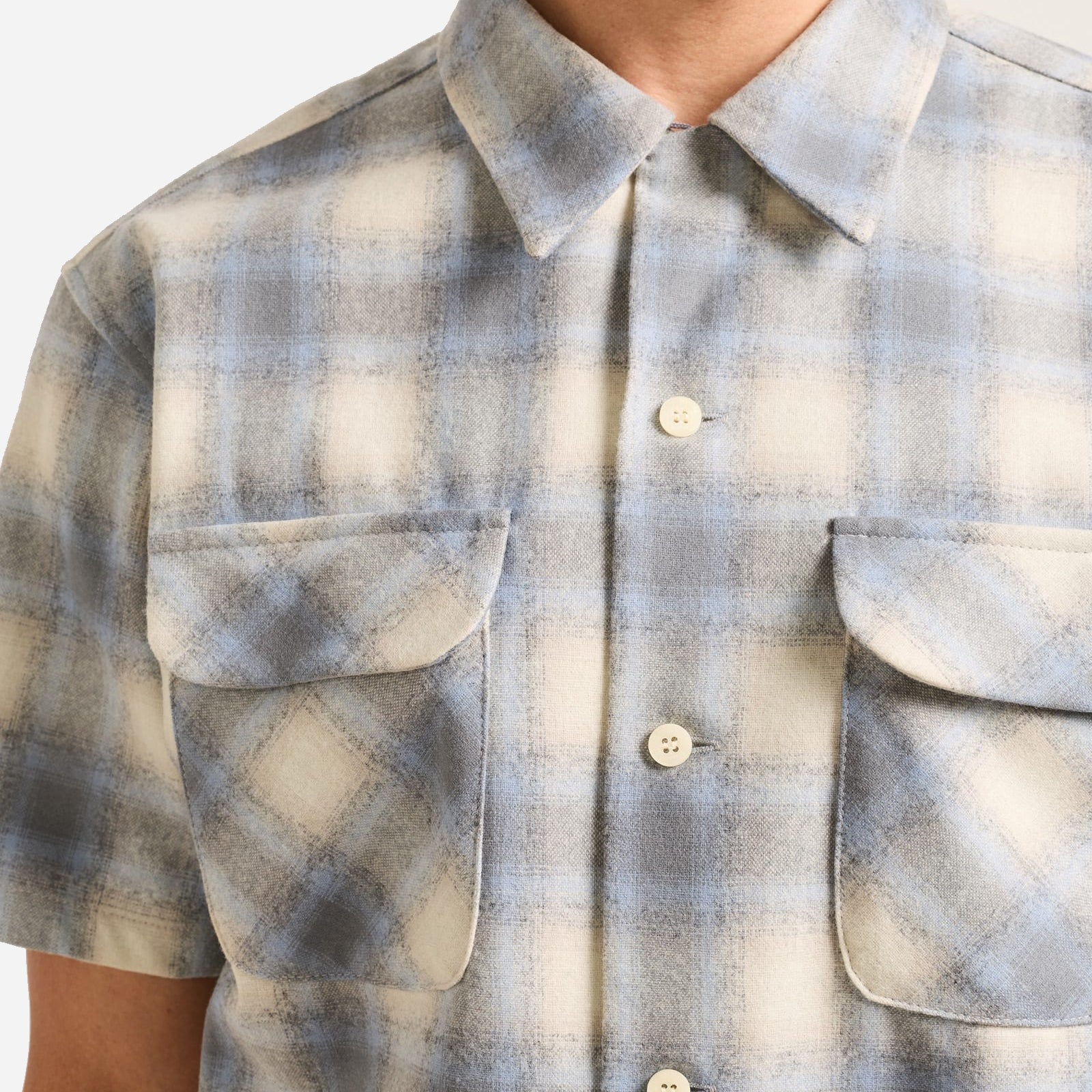 Wool Board Shirt - Tan/Blue/Grey Ombre