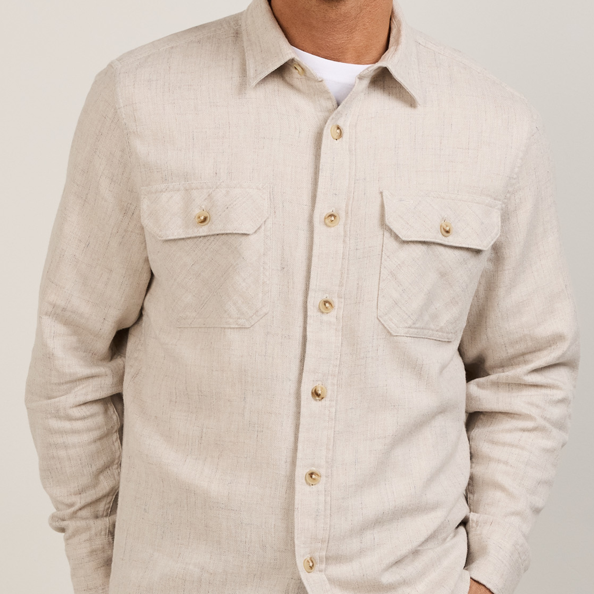 Men's Burnside Flannel Shirt - Ecru Donegal Heather