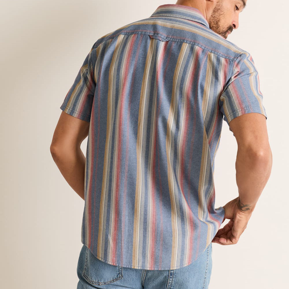 Mens Short-Sleeve Stripe Bayside Shirt  - Blue Multi Stripe