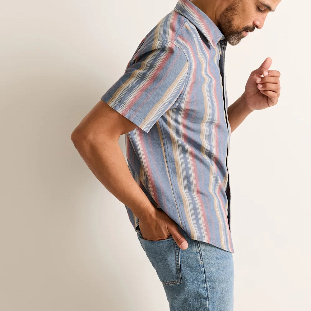 Mens Short-Sleeve Stripe Bayside Shirt  - Blue Multi Stripe