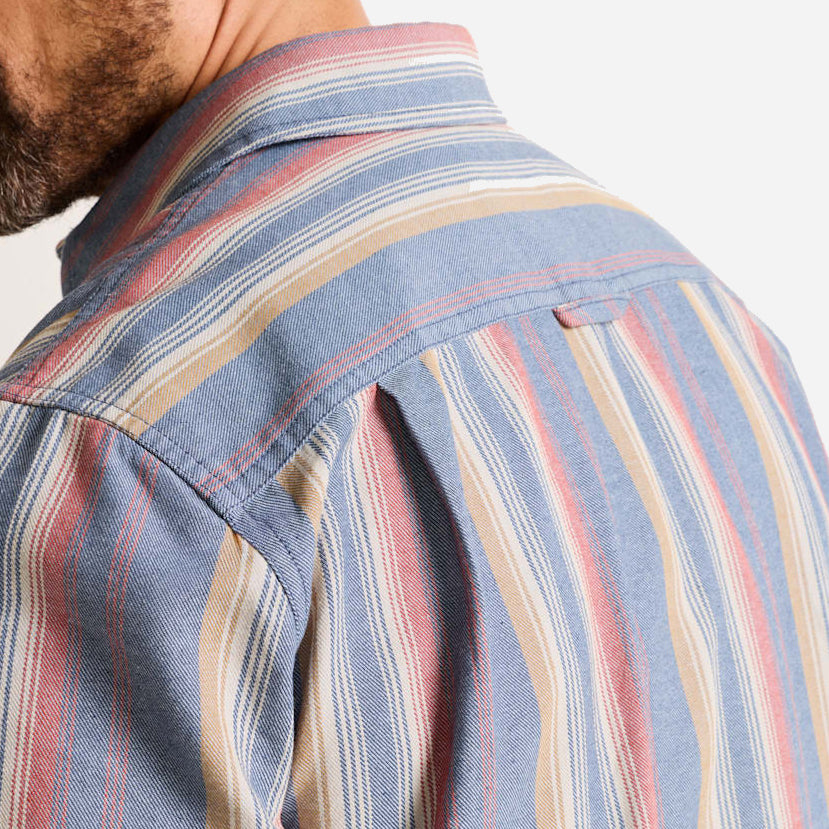 Mens Short-Sleeve Stripe Bayside Shirt  - Blue Multi Stripe