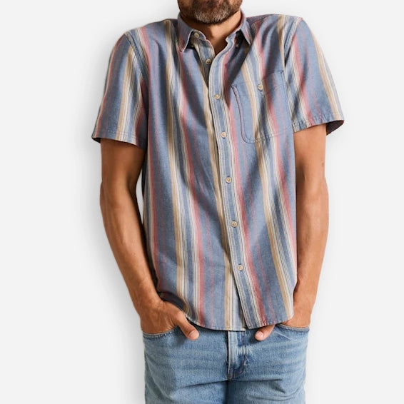 Mens Short-Sleeve Stripe Bayside Shirt  - Blue Multi Stripe