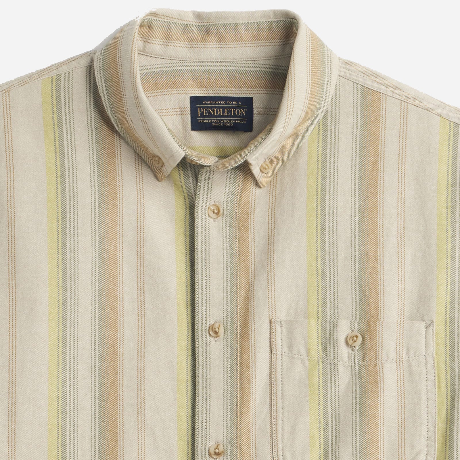 Mens Short-Sleeve Stripe Bayside Shirt - Tan Multi Stripe