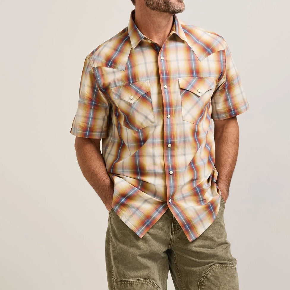 Frontier Summer Shirt - Ecru/Turquoise Plaid
