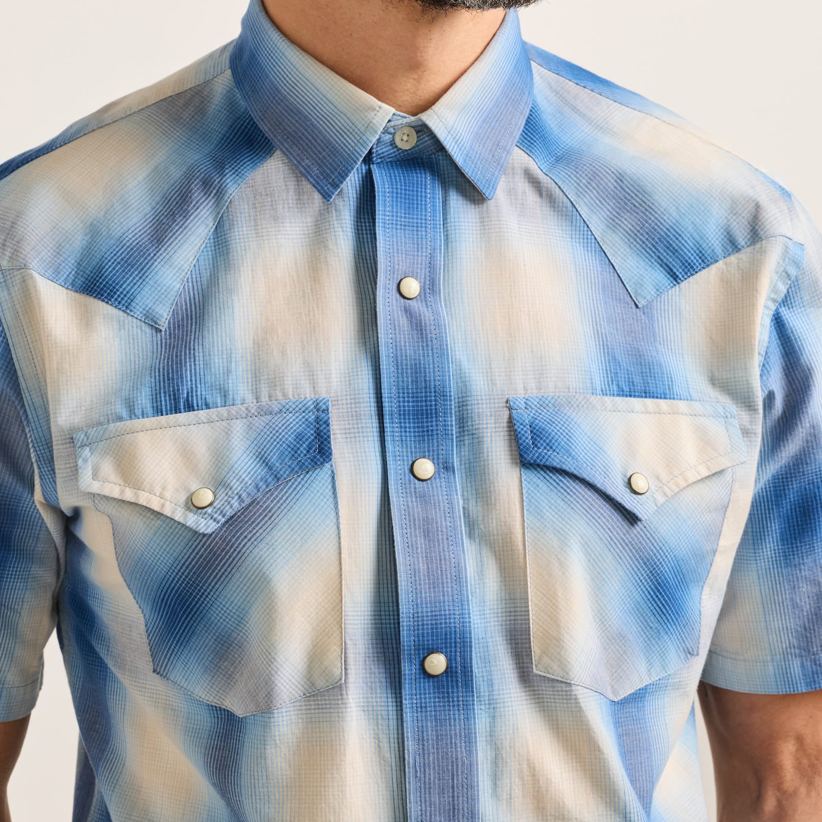 Frontier Summer Shirt - Ivory/Blue Plaid