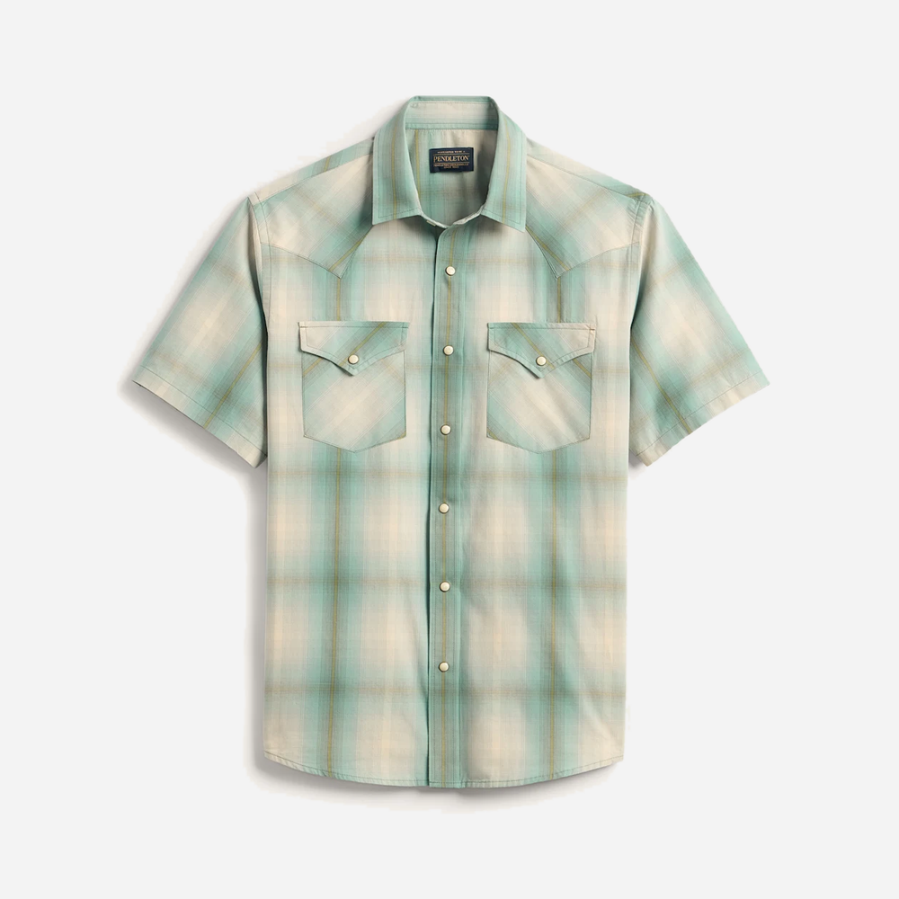 Frontier Summer Shirt - Ecru/Turquoise Plaid