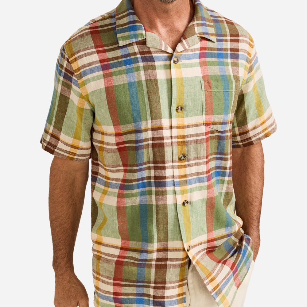 Aloha Linen Camp Shirt - Green/Multi Plaid