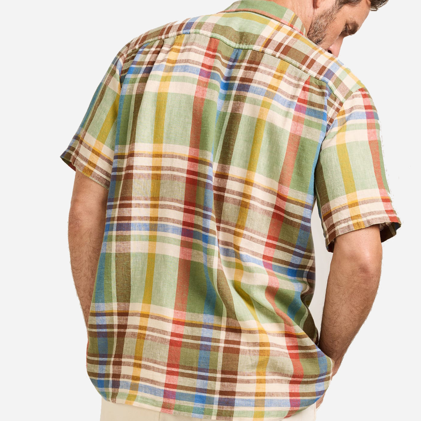 Aloha Linen Camp Shirt - Green/Multi Plaid