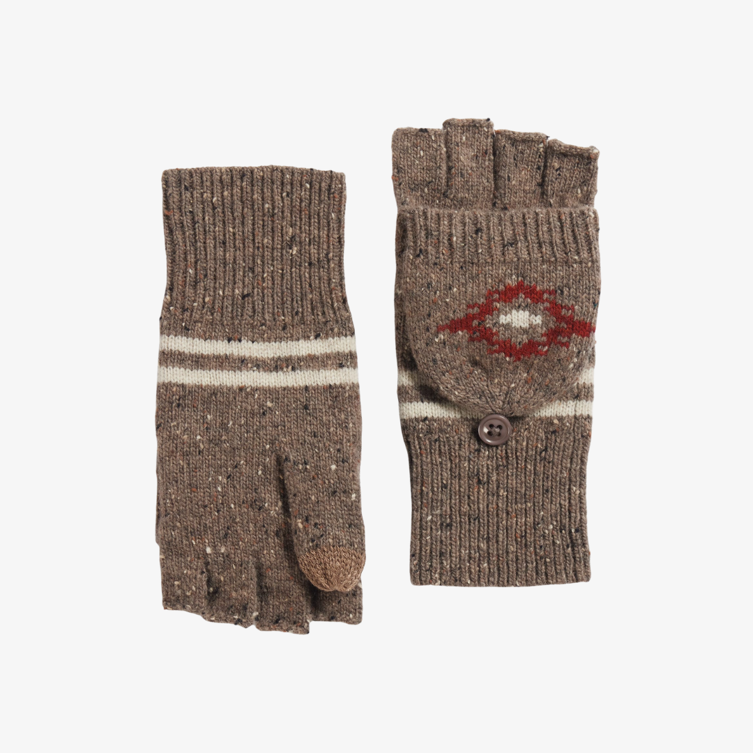 Lambswool Convertible Mittens - Bison Brown