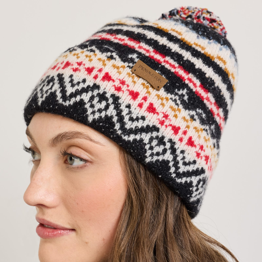 Lambswool Beanie - Fairisle Black