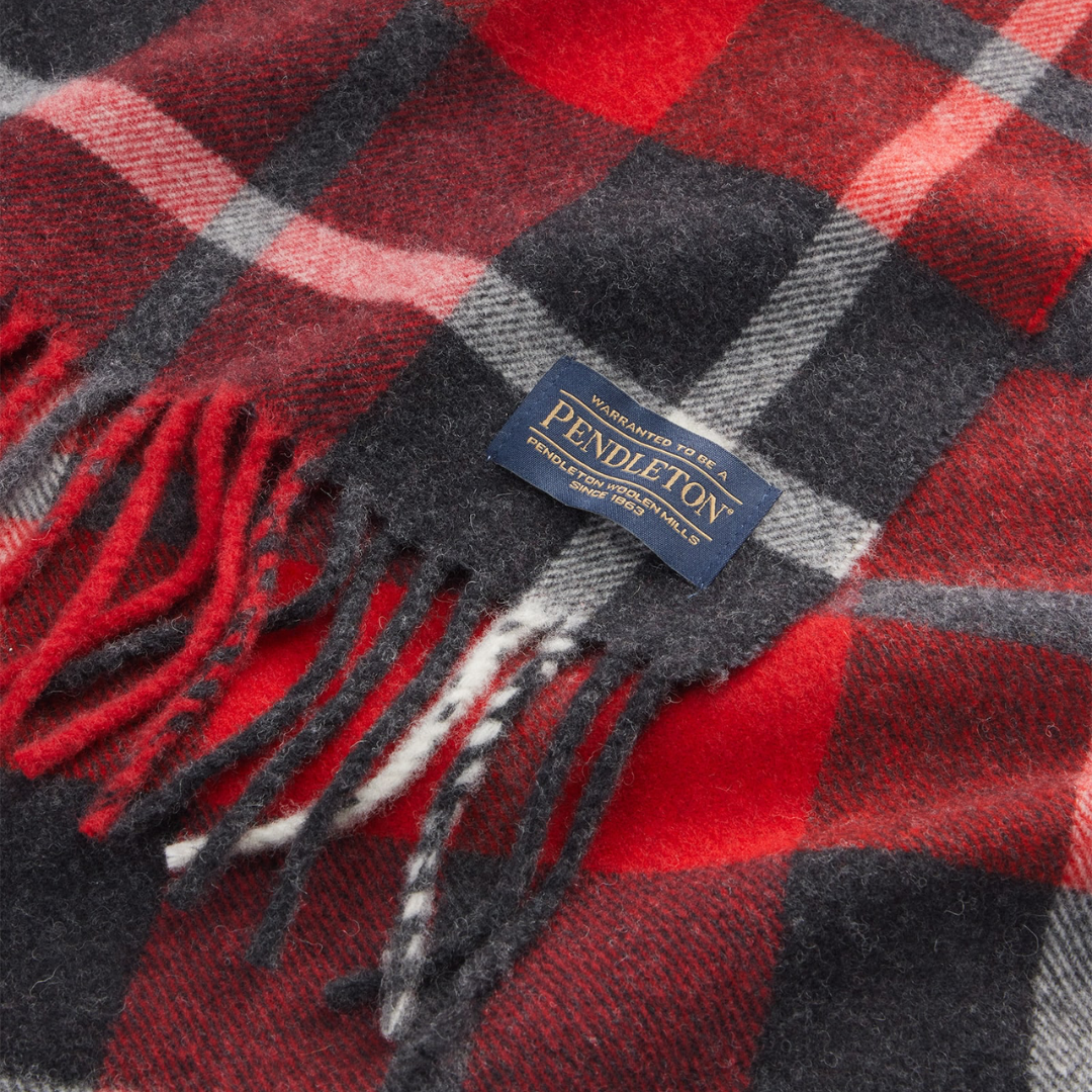 Whisperwool Muffler - Red/Charcoal Plaid