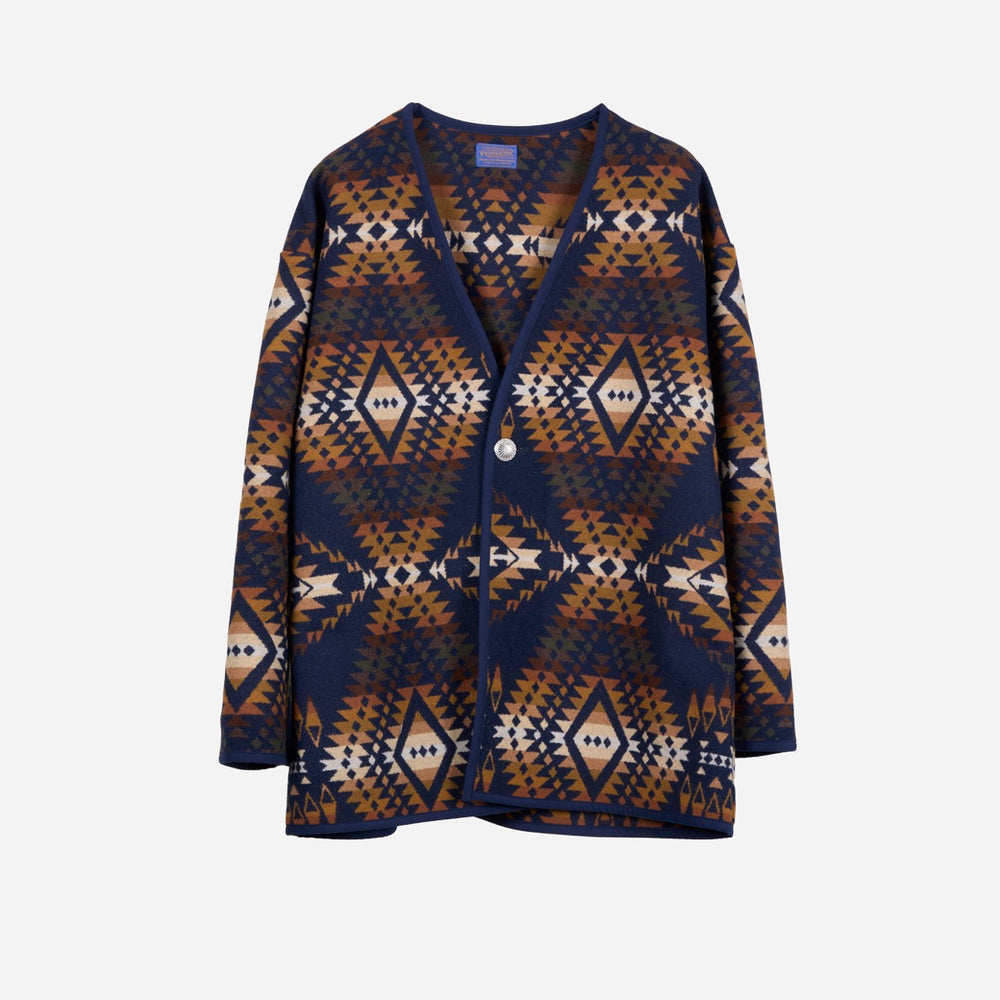 Made for Japan No Collar Jacket - Navy Trails