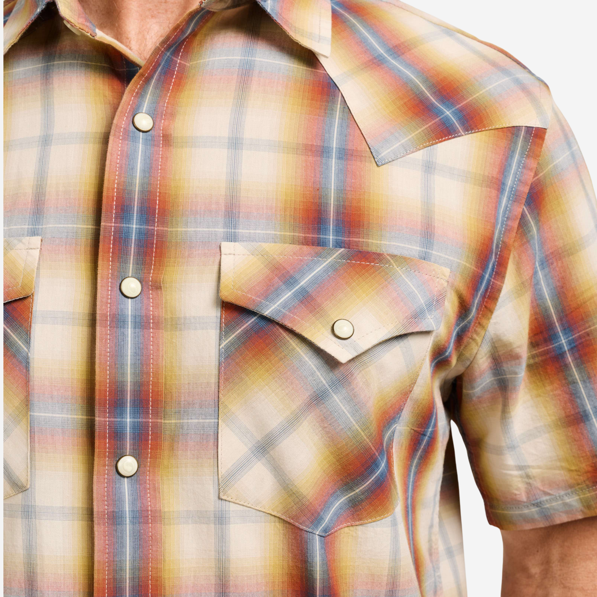 SS Frontier Shirt - Tan/Blue/Rust Plaid