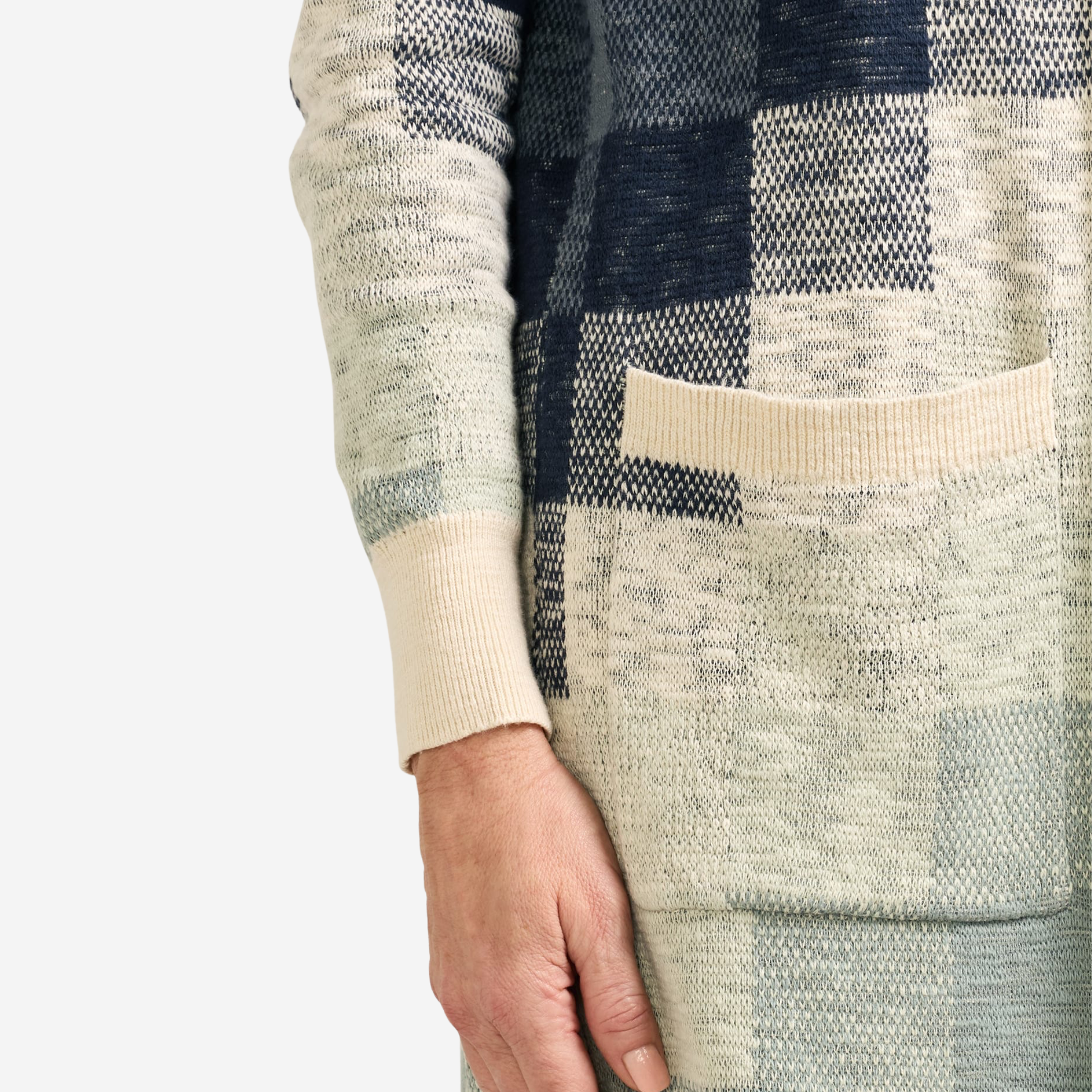 Women's Cotton Duster Cardigan - Navy/Ivory Multi