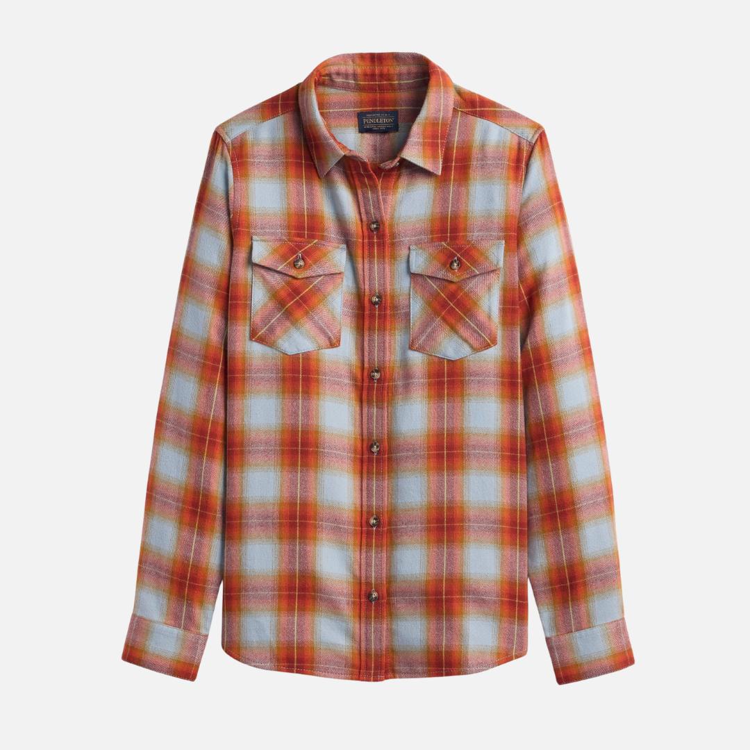 Womens Western Plaid Shirt - Blue/Rust