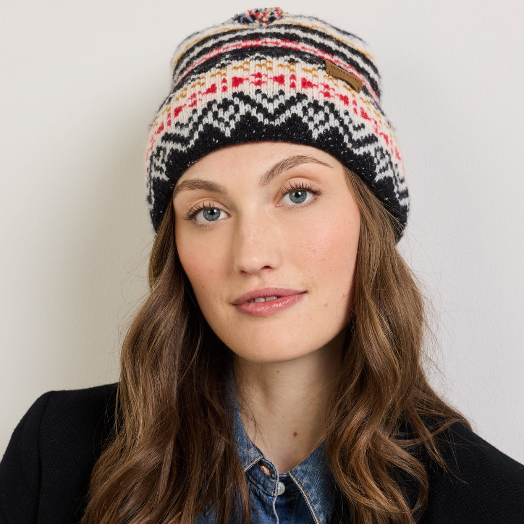 Lambswool Beanie - Fairisle Black