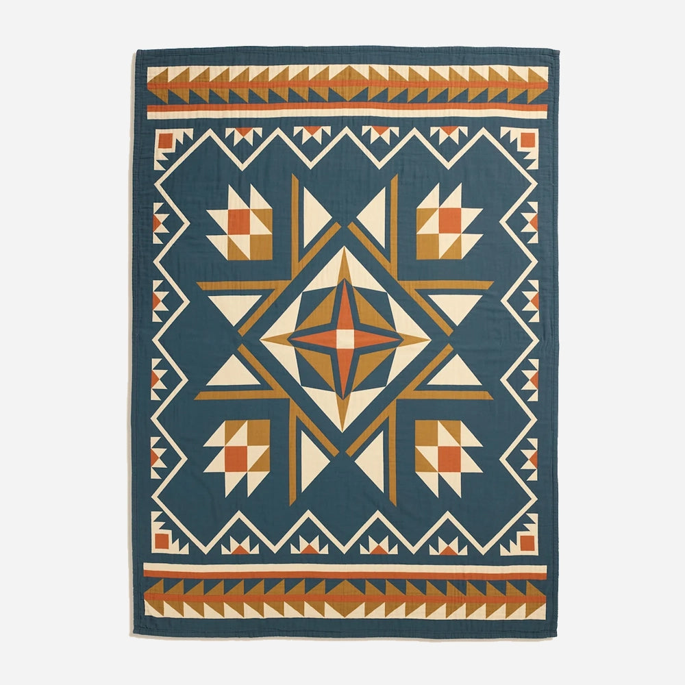 Organic Cotton Matelasse Twin - Quilted Star Indigo