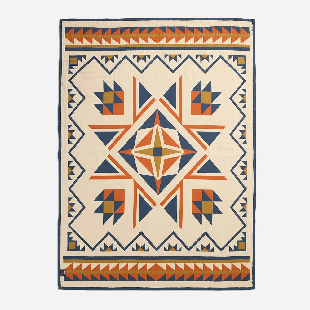 Organic Cotton Matelasse Twin - Quilted Star Indigo