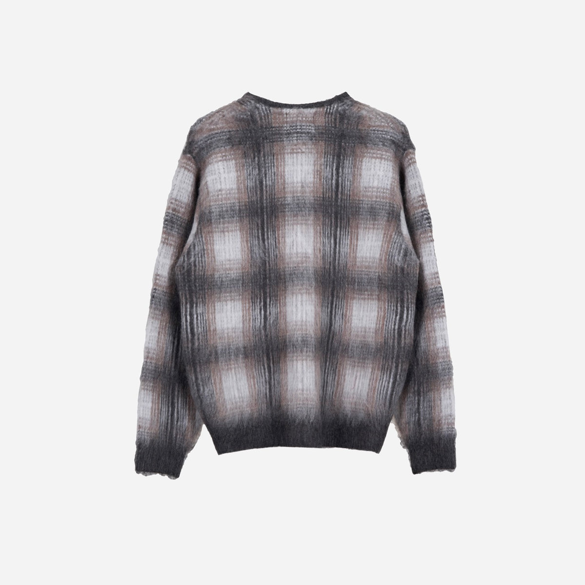 Made for Japan Mohair Plaid Cardigan - Grey/Ivory