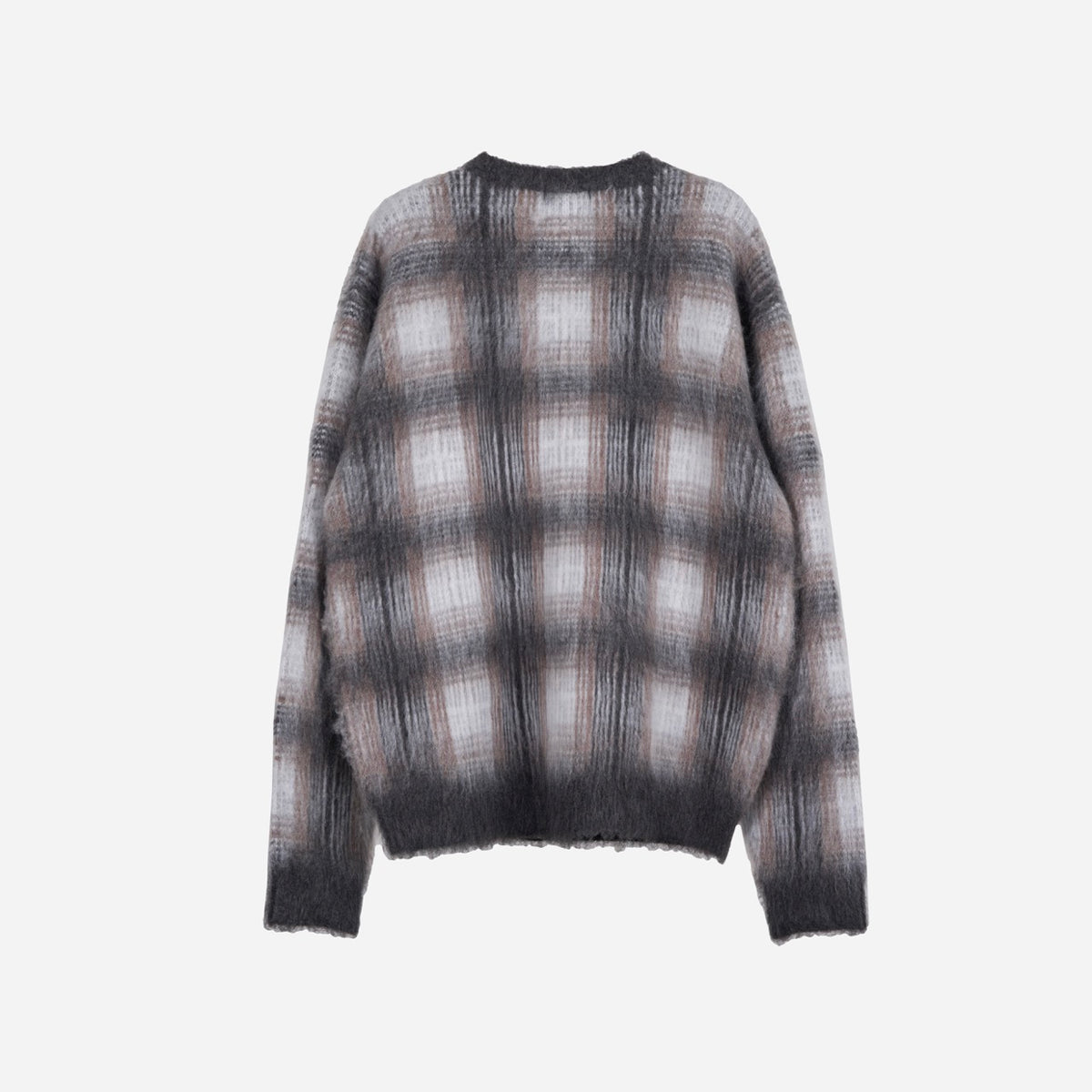 Made for Japan Mohair Plaid Crewneck - Brown/Ecru