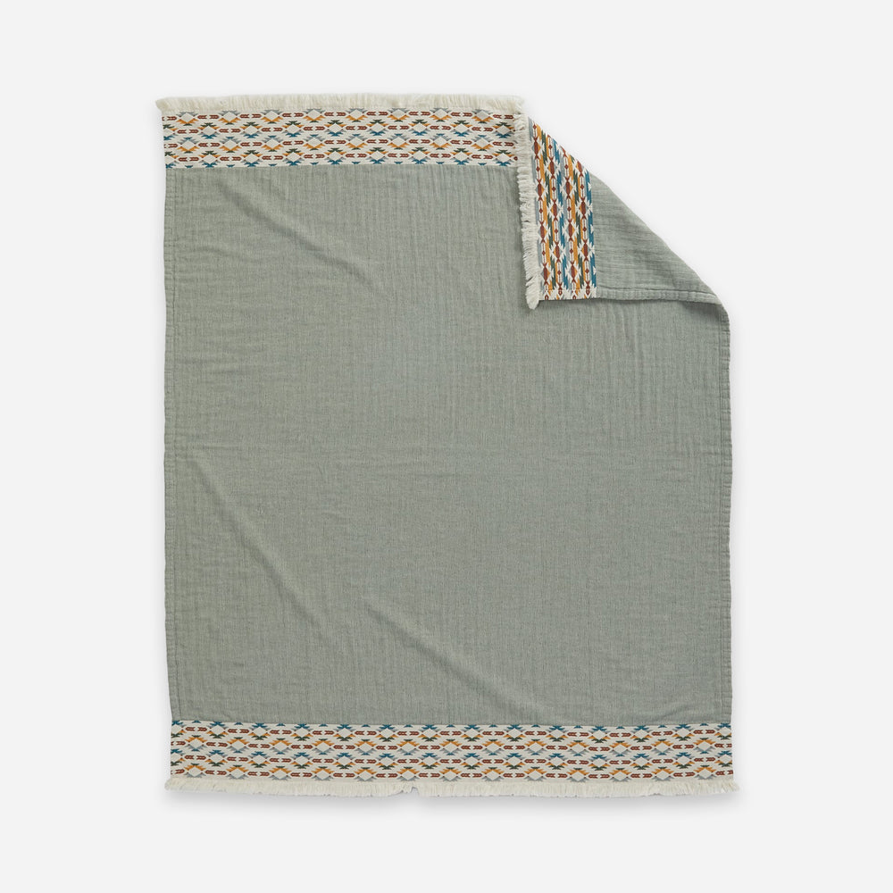 Fringed Cotton Throw - Sierra Border