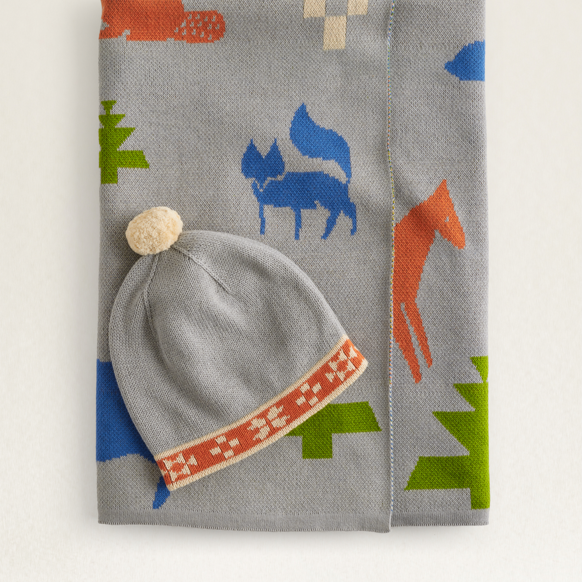 Baby Blanket With Beanie - Shared Paths Grey Mix