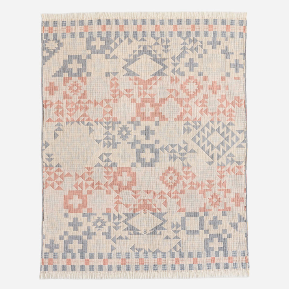 Fringed Cotton Throw - Blue Ridge