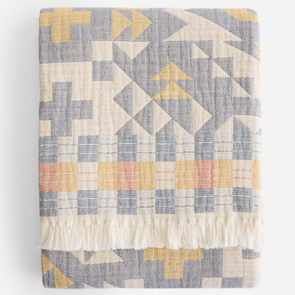 Fringed Cotton Throw - Blue Ridge