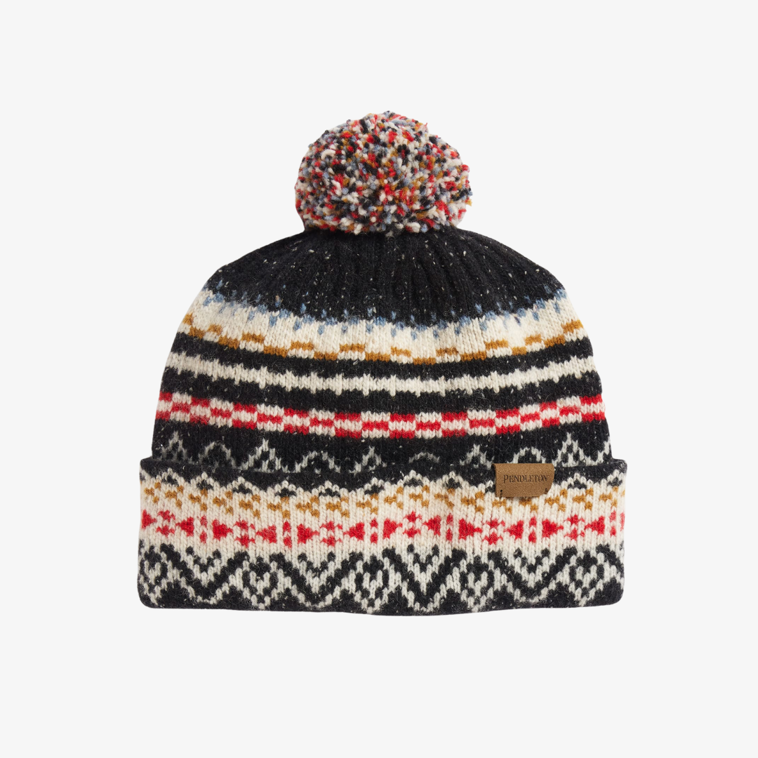 Lambswool Beanie - Fairisle Black