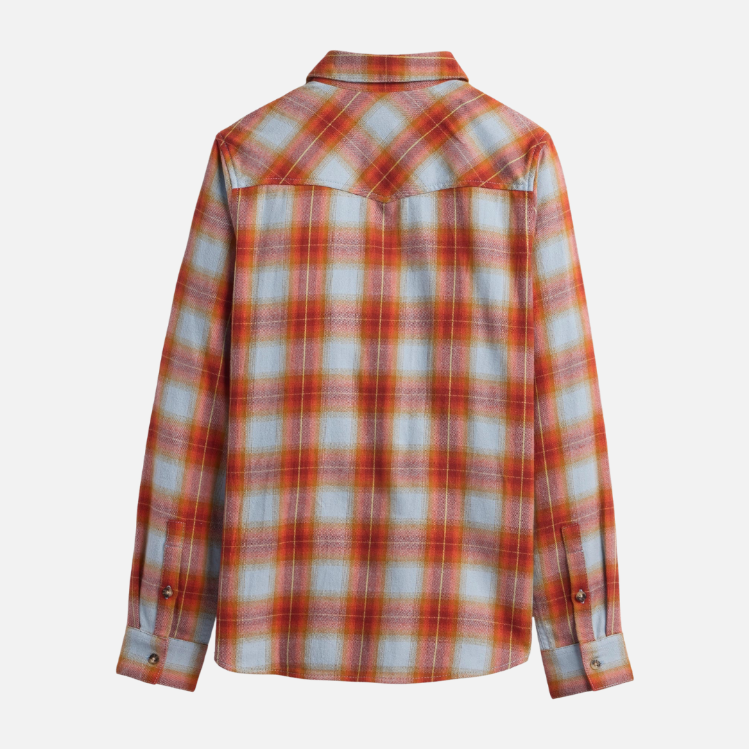 Womens Western Plaid Shirt - Blue/Rust
