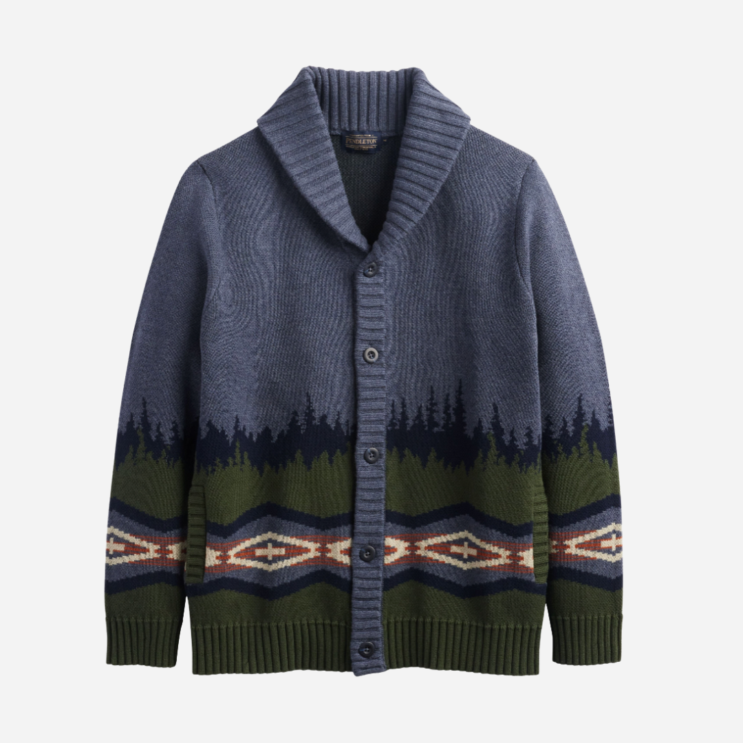 Men's Mountain Cotton Cardigan - Blue
