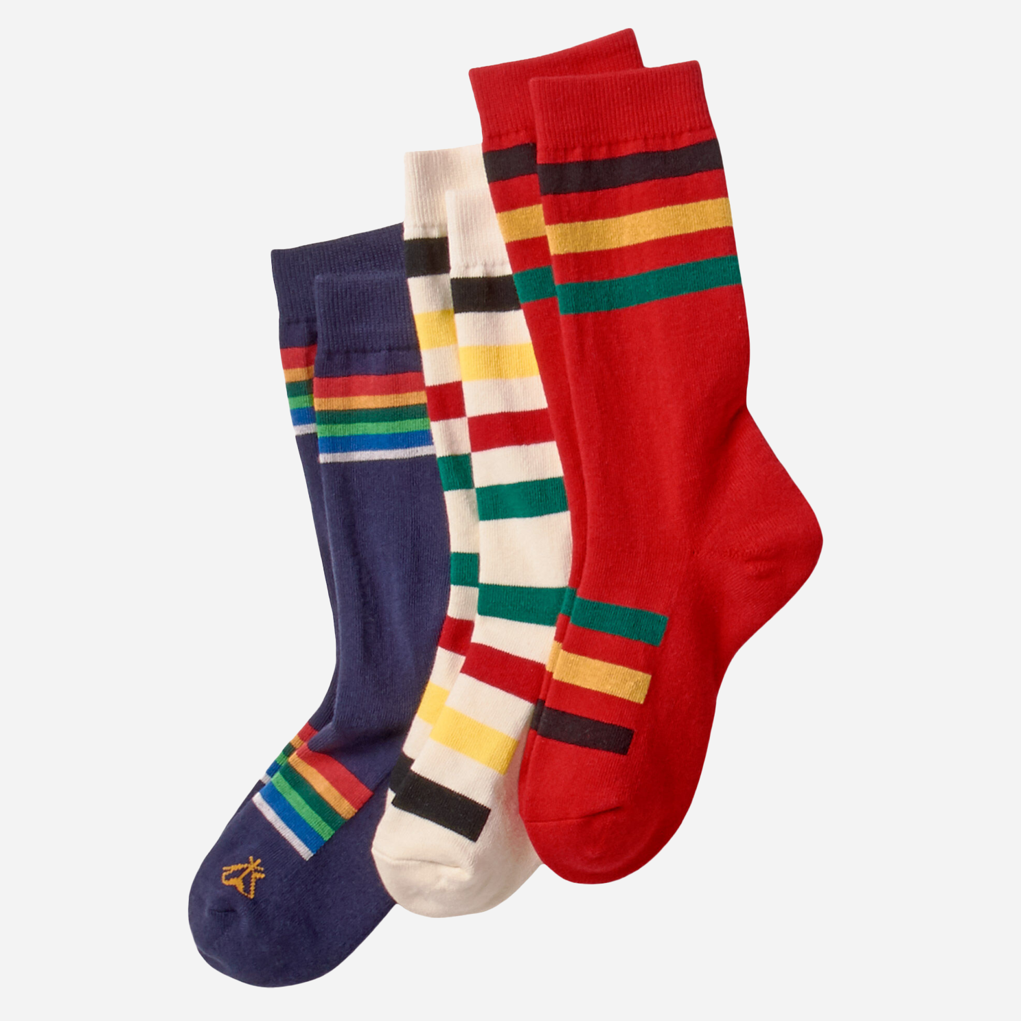 National Park Socks 3 Pack - Navy/Red/White