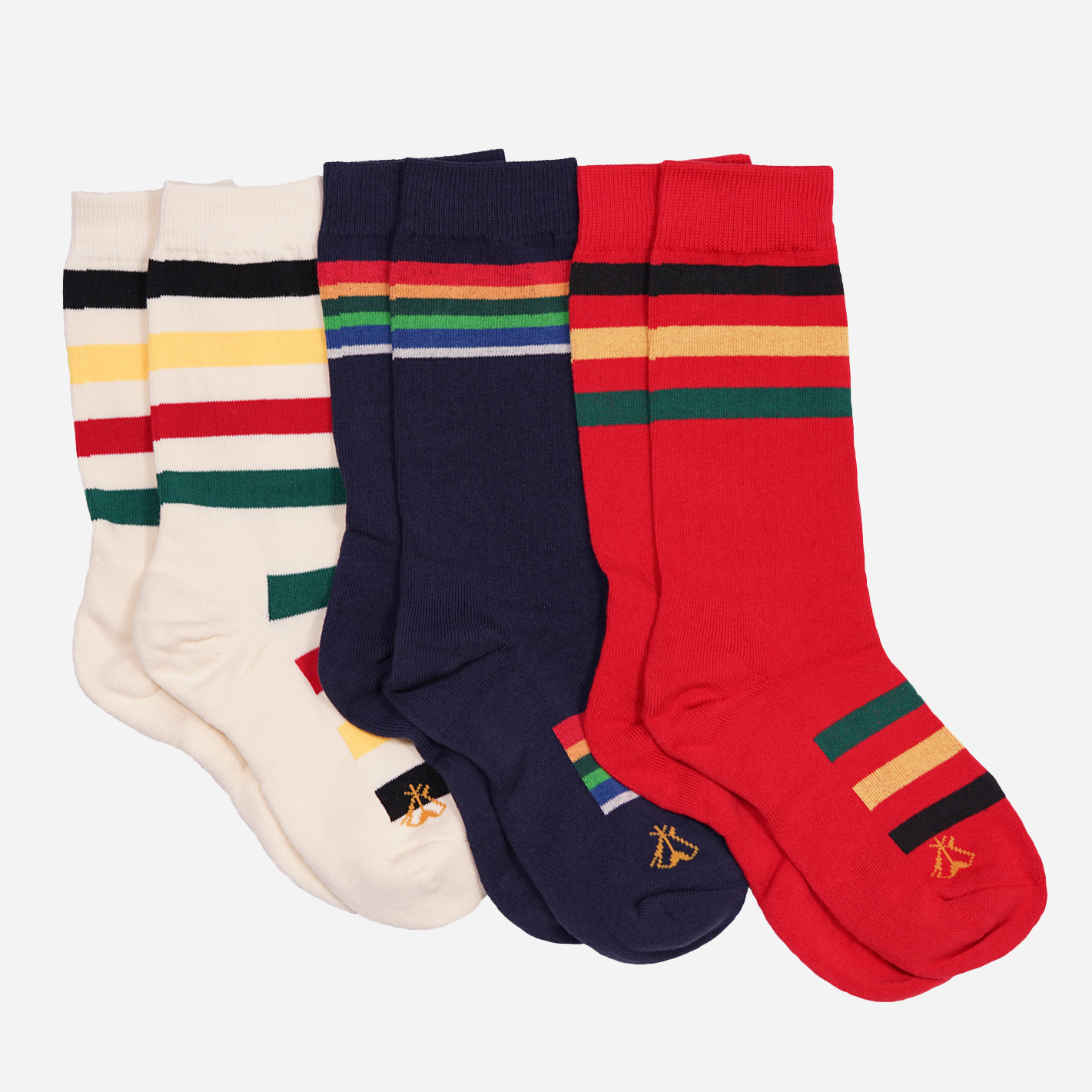 National Park Socks 3 Pack - Navy/Red/White