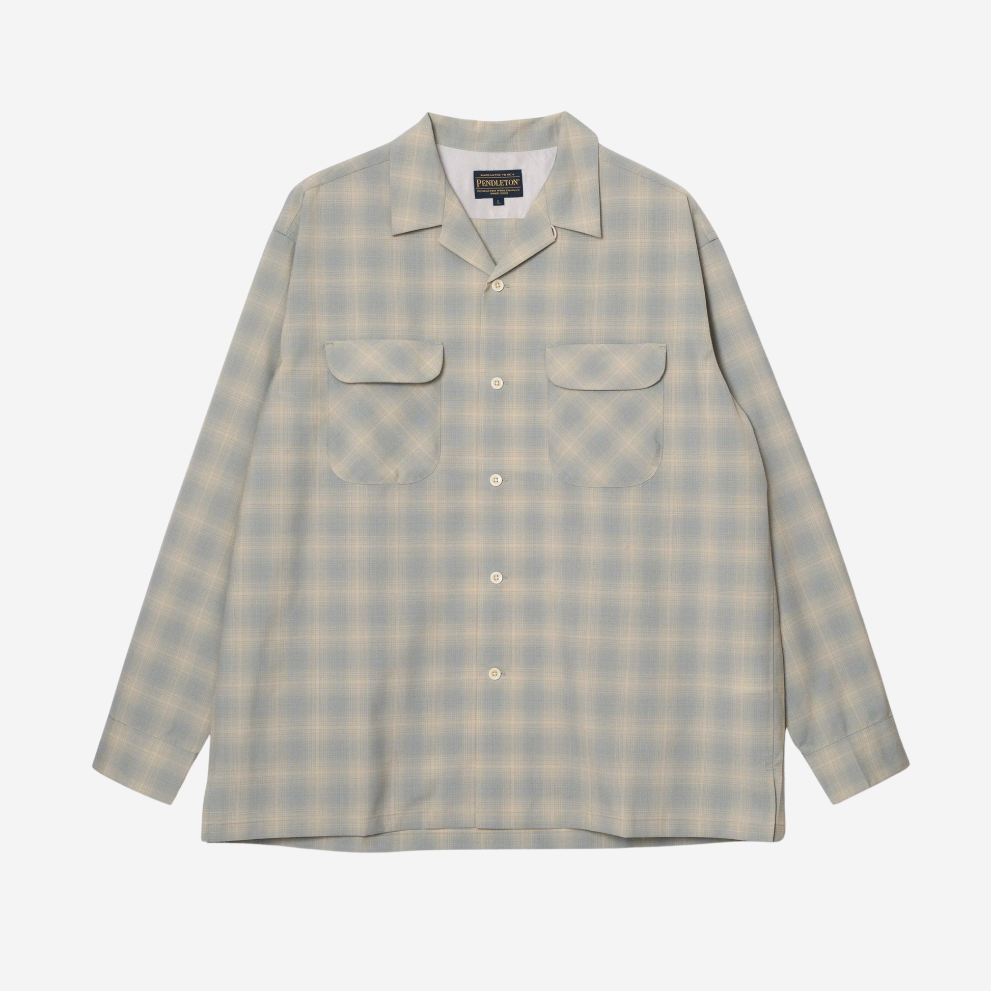 Open-collar shirt - Sage/Ecru