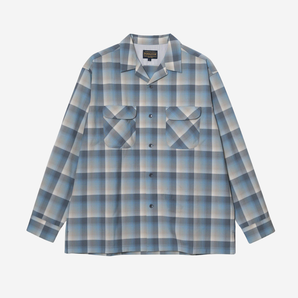 Open Collar Shirt - Slate/ Grey