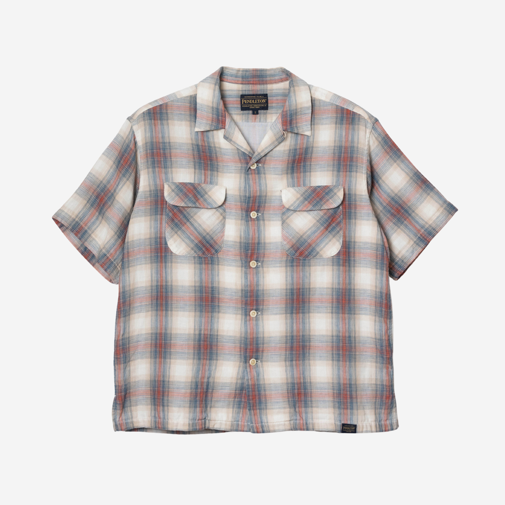 SS Open Collar Shirt - Rust/Navy