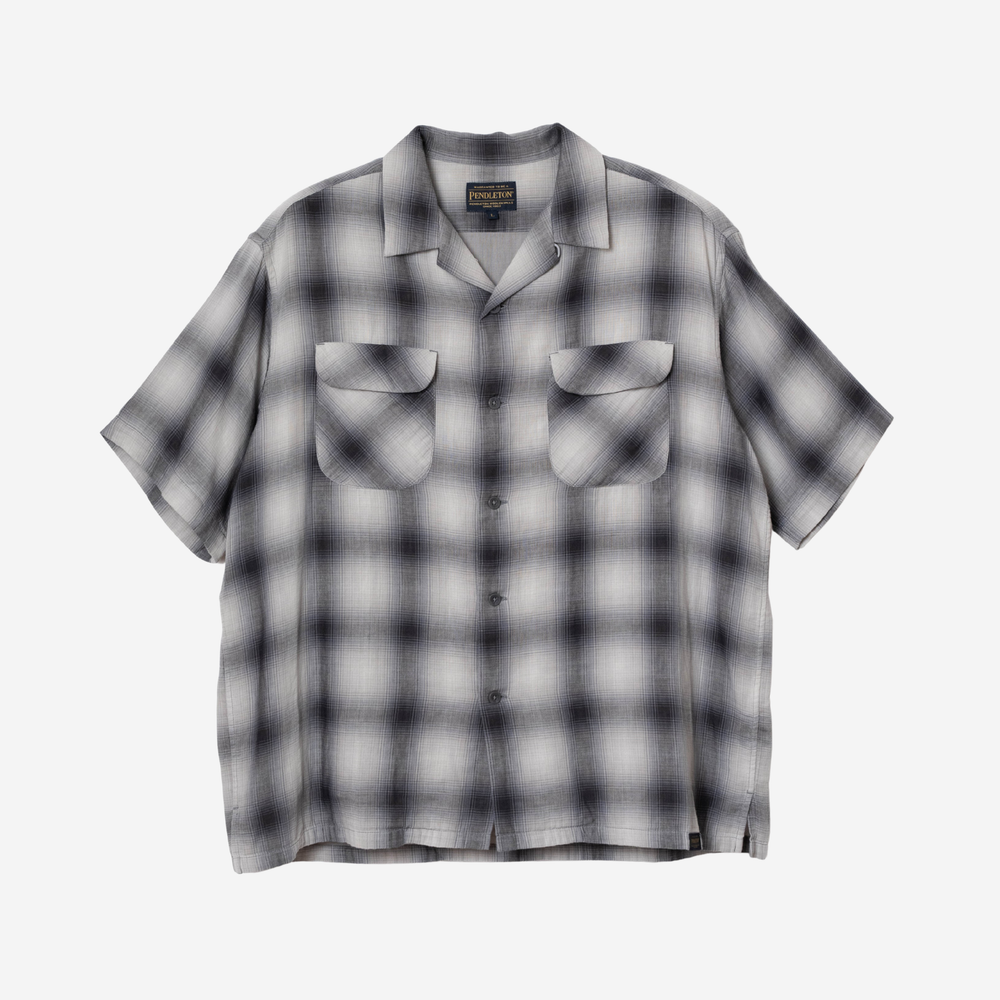 SS Open Collar Shirt - Gray/Bone