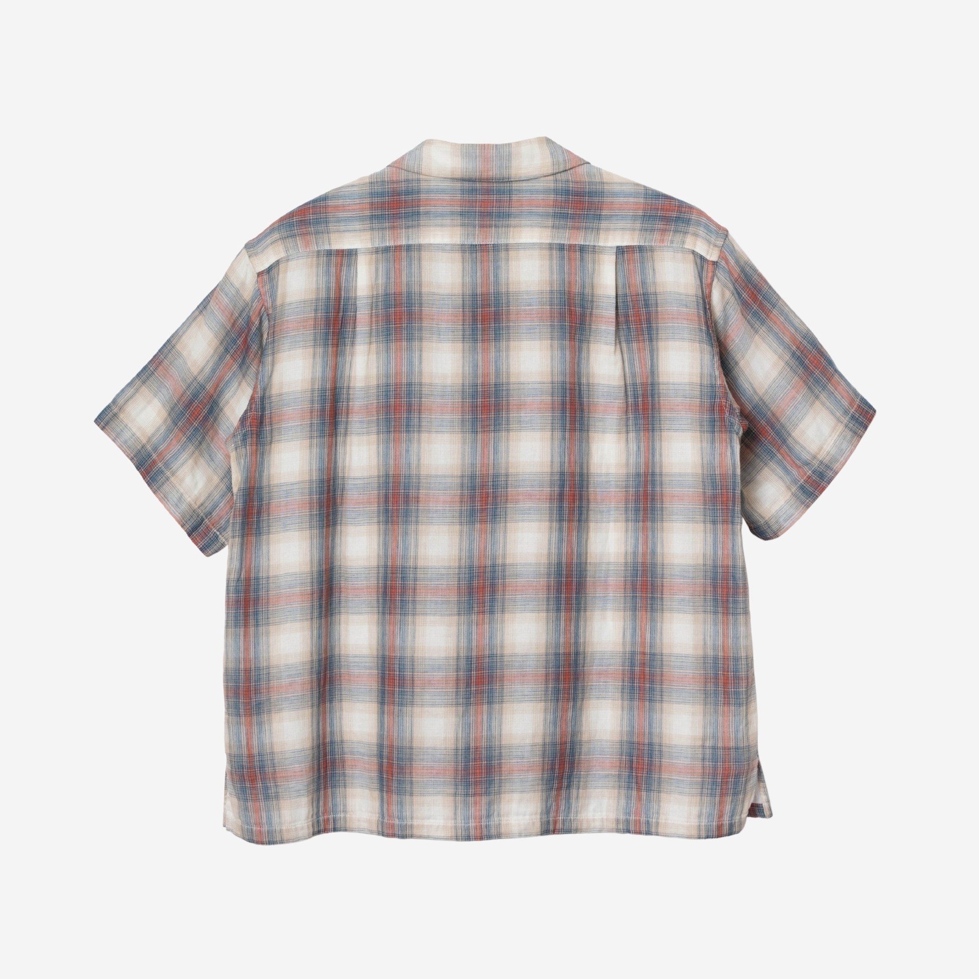 Open Collar Shirt - S/S - Rust/Navy
