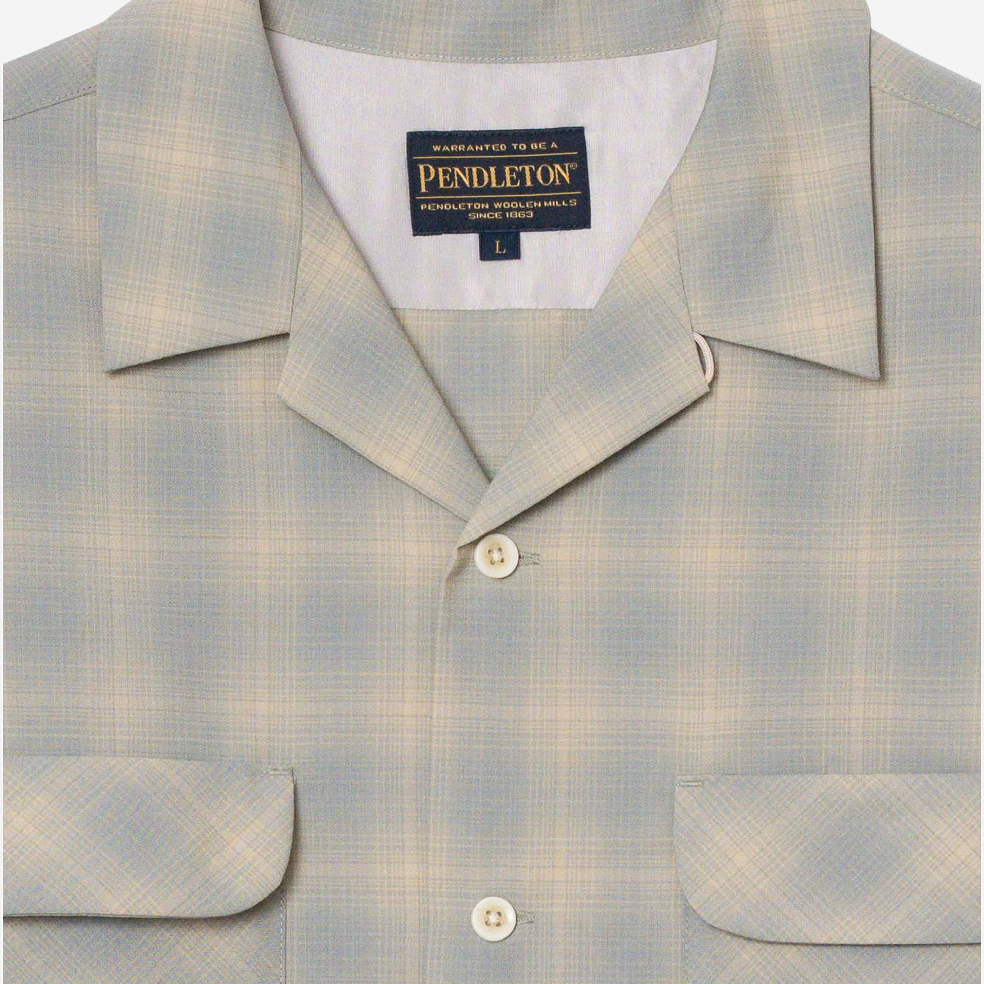 Open Collar Shirt - Sage/Ecru